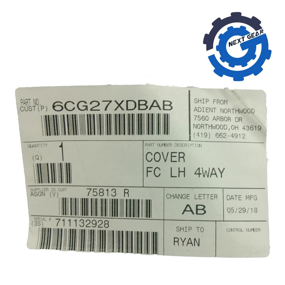 Nueva cubierta de asiento delantera izquierda negra OEM Mopar 2013-2018 Jeep Wrangler 6CG27XDBAB Foto 2 de 4