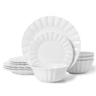 HOMBENE Plates and Bowls Sets, 12 Piece Dinnerware Sets Bone China, Porcelain...