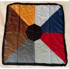 Ashear Color-Guard Mens Silk Pocket Square Hand Rolled Italy Geometric Scarf