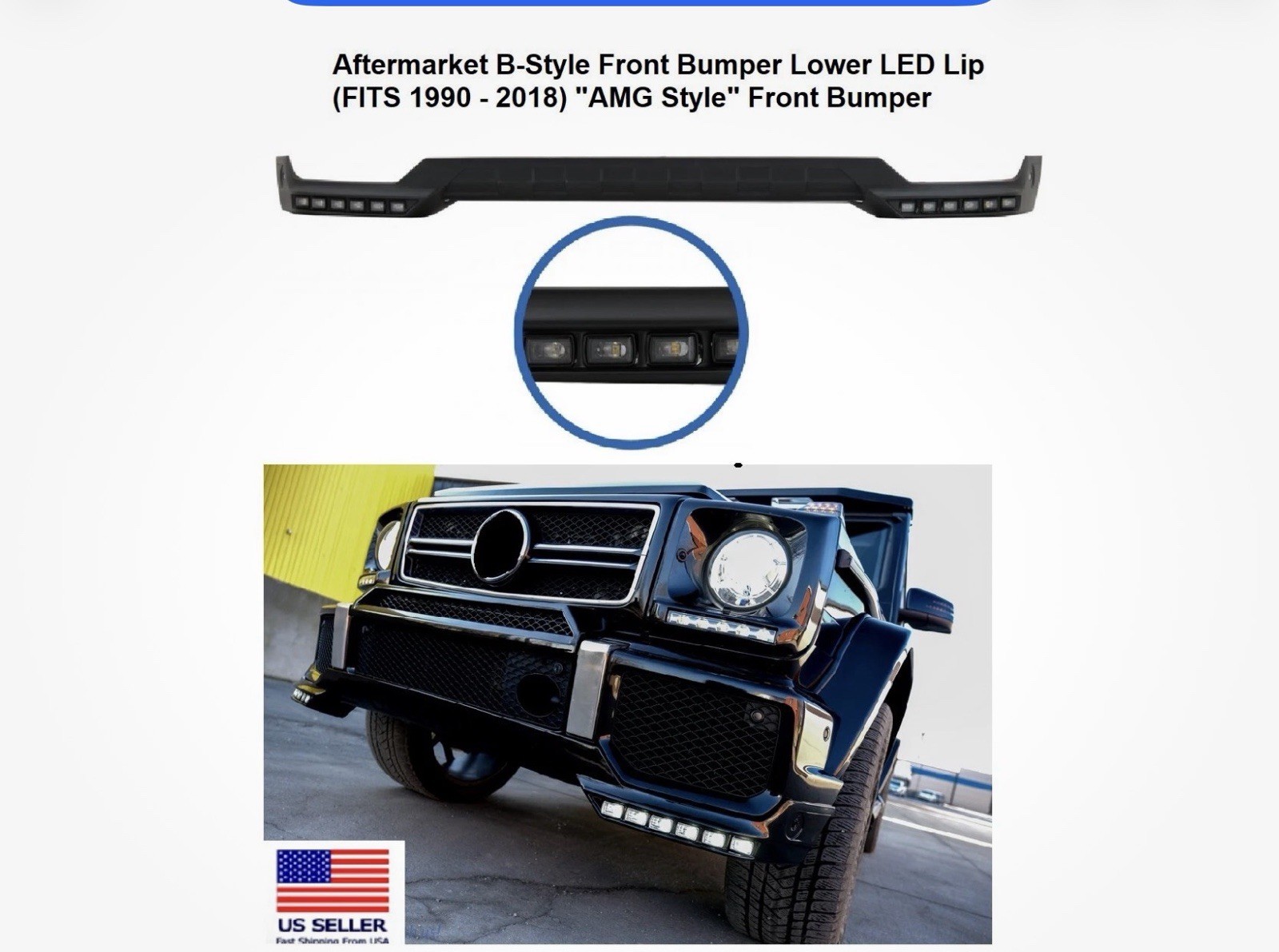 G63 LED Front Bumper Brabus B Style for Mercedes Benz 1990-1918  Body Style