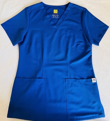 WonderWink  Thrive  Women s Basic V-neck Top' Scrub Top Royal Blue XS Petite