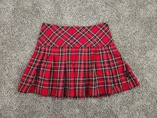 Hot Topic Royal Bones Red Plaid Pleated Skirt Womans Sz Medium Goth Punk Grunge
