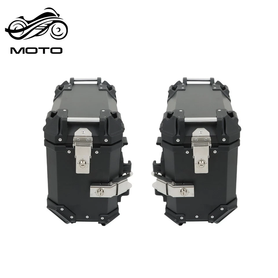 Estuche rígido negro 36L para motocicleta alforja caja maletero tour con soportes Foto 3 de 4
