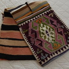Vintage Handwoven Wool Tribal Khorjin Saddlebag Kilim Rug Nomadic Bag 15x45 Vintage Handwoven Wool Tribal Khorjin Saddlebag Kilim Rug Nomadic Bag 15x45