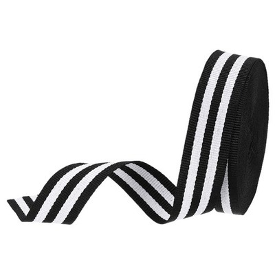 Ruban Grosgrain Rayé Noir Blanc 3/4'', 10 Yard Ruban Rayé Polyester