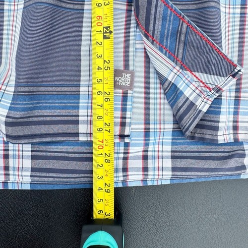 The North Face Shirt Mens XL Blue Plaid Short Sleeve Button Up Casual - Picture 6 of 8