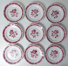 9 assiettes plates FB Digoin rose