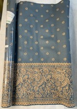 Schumacher Blue Gold Flower Paisley Roll 70 sq ft Wallpapeper Roll 3805D