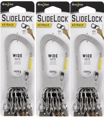 Nite Ize SlideLock KeyRack Stainless Steel Keychain Carabiner w/Locking 3 pack