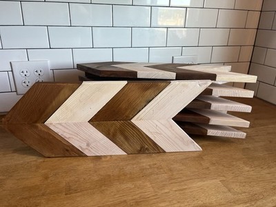 Inventory Close Out Sale, 6 Rustic Wood Chevron Wall Decor, Western Wood Chevron