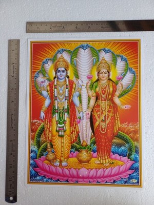 Lord Vishnu Devi Lakshmi on Lotus- Normal Poster 8.5x11