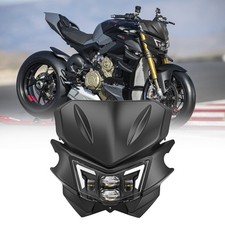 Faros LED para moto de cross Street Fighter con máscara negra de haz alto/bajo DRL