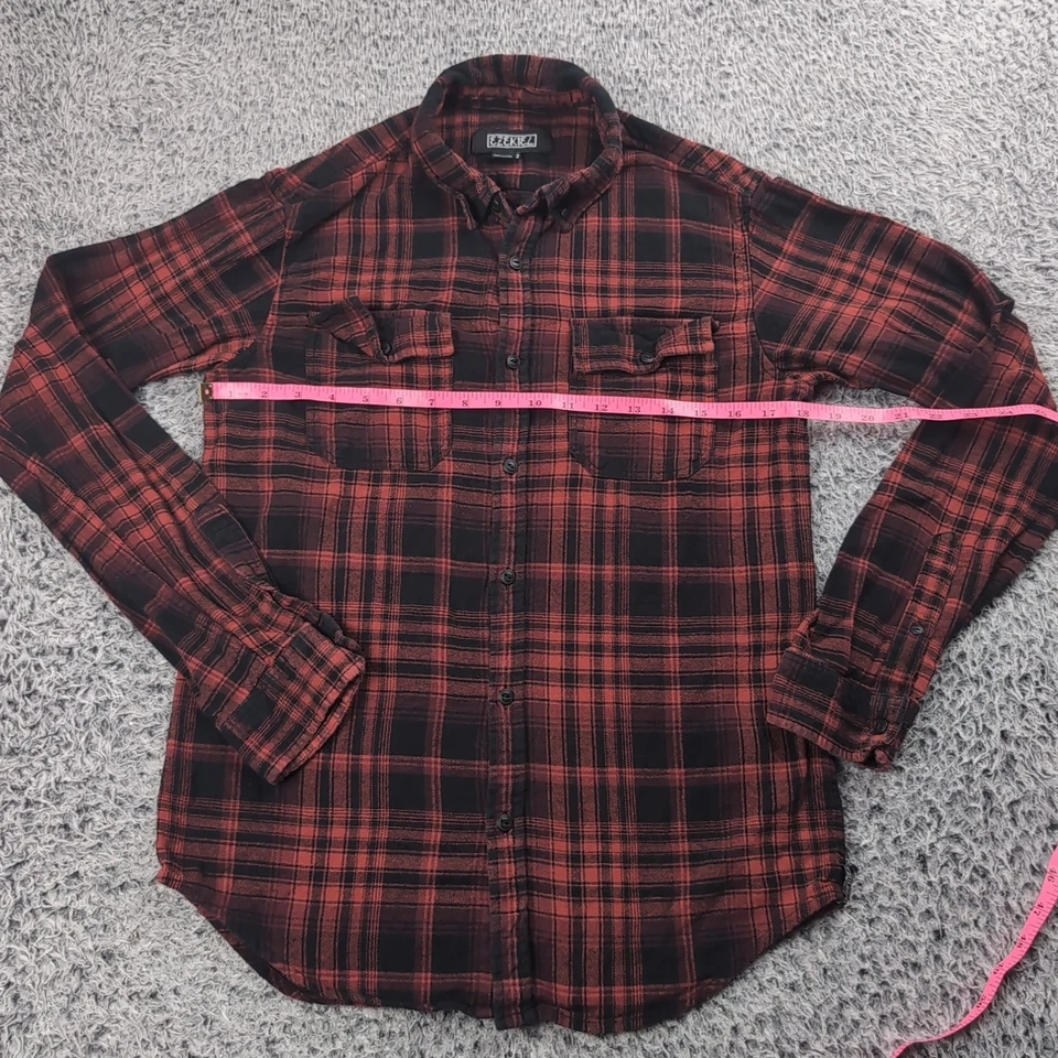 Ezekiel Shirt Men Small Red Black Flannel Button Up Long Sleeve Casual Skater - Image 3 of 4