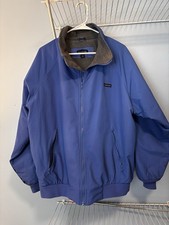 Lands' End Bomber Style Blue Gray Fleece Full Zip Coat Jacket Size Medium