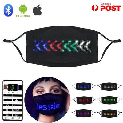 LED Face Mask APP Programmable Glowing Luminous Light UP Masks Halloween Party