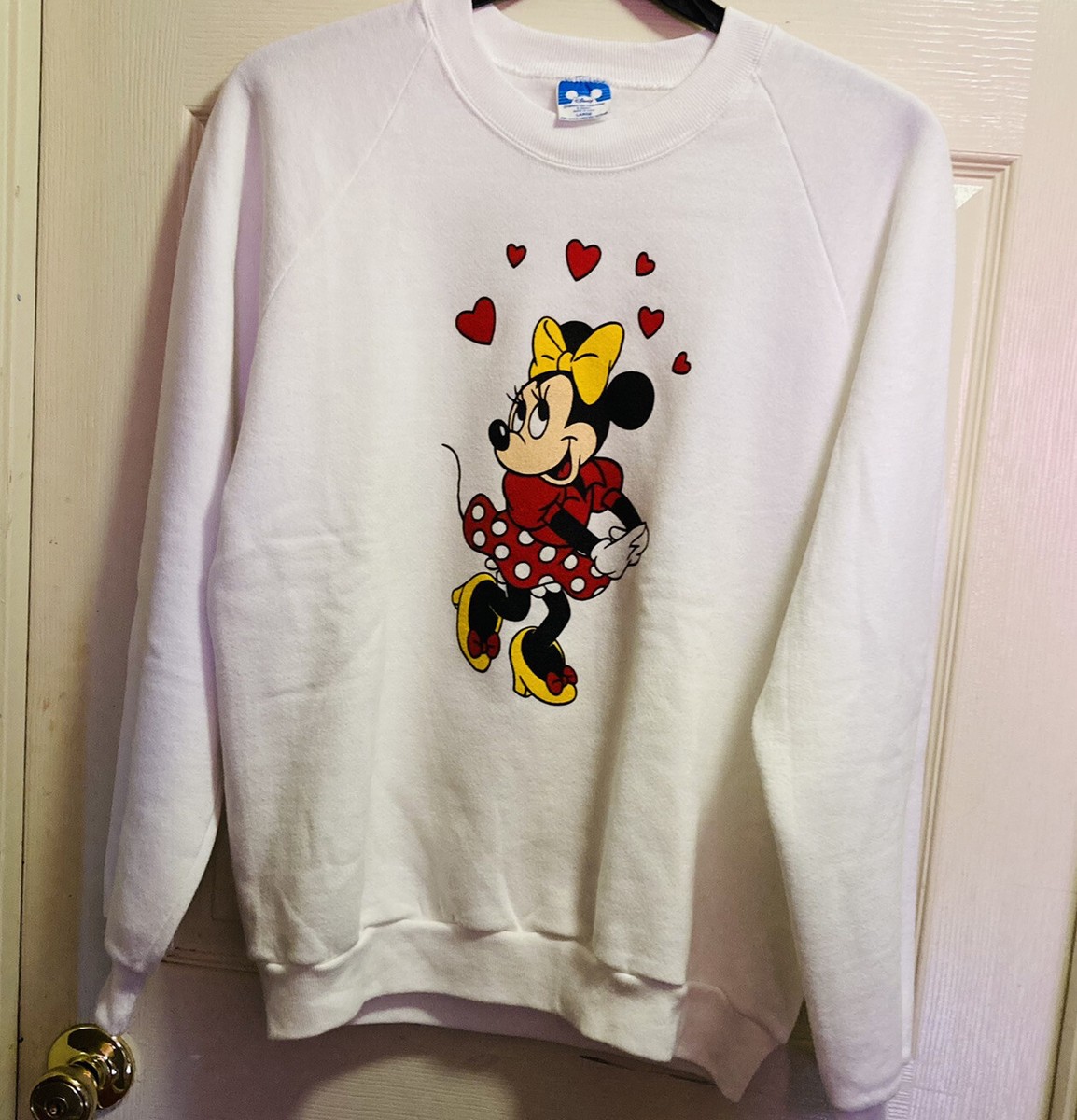 Rare Vintage 80's Disney Minnie Mouse Sweatshirt USA Adult Woman Large White  EUC | eBay