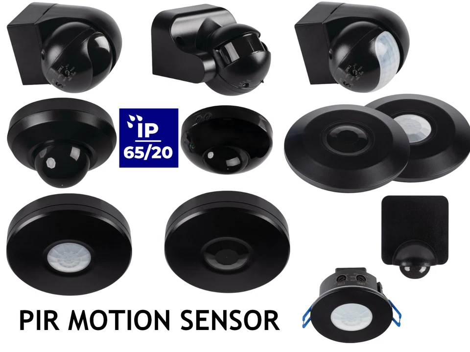 Kanlux Full Black Indoor PIR Motion Sensor Occupency Motion Detection Switch