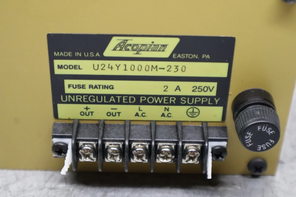 Acopian U24Y1000M-230 Unregulated Power Supply Fuse 2A 250V New Old Stock - Image 4 of 4