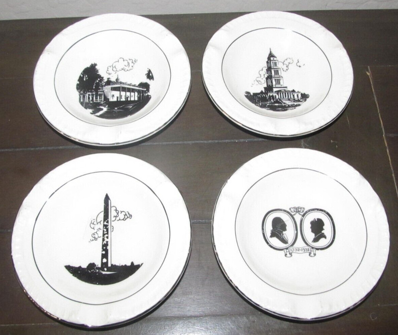 Rare Antique Salem Heirloom 4 Pc Porcelain Washington DC Ashtrays