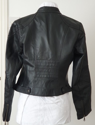 NEXT Petite Womens Black Leather Biker Jacket - Picture 3 of 10