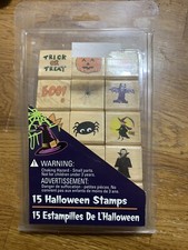 15 Halloween Stamps Wood Mounted Michaels Slightly Used