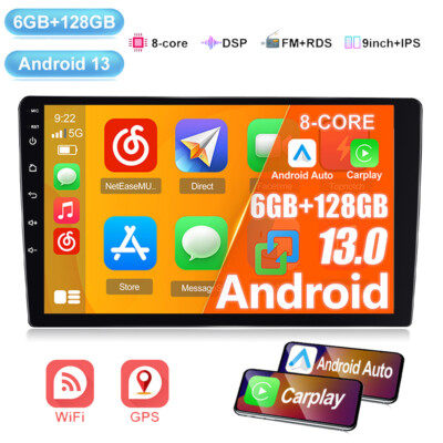 6+128GB 9'' Android 13 Autoradio GPS Navi WIFI BT FM Carplay Mirror Link MP5 2Din