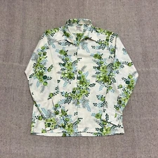 Vintage Richman Brothers Button Up Shirt Mens Large White 1970s Floral