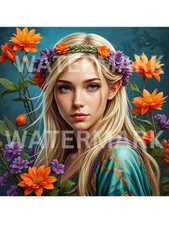 Digital Image Picture AI Art Portrait Woman Floral Elf Desktop Photo