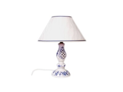Zwiebelmuster Original Bohemia Lampe durchbrochen mit Kaschmirschirm Neu mit OVP