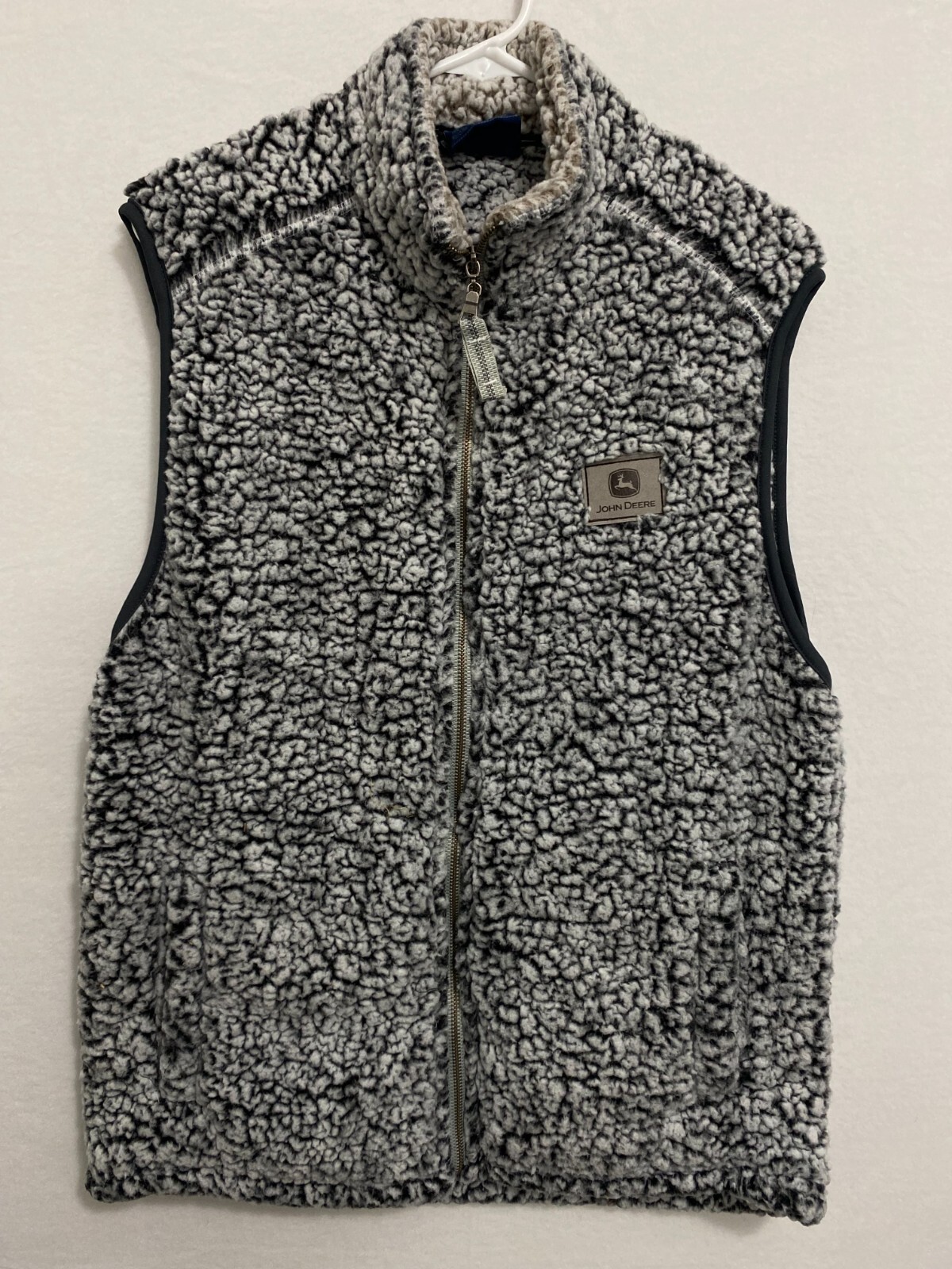 J. America Sherpa MEDIUM Fleece Full Zip Vest John Deere Gray Soft Women's