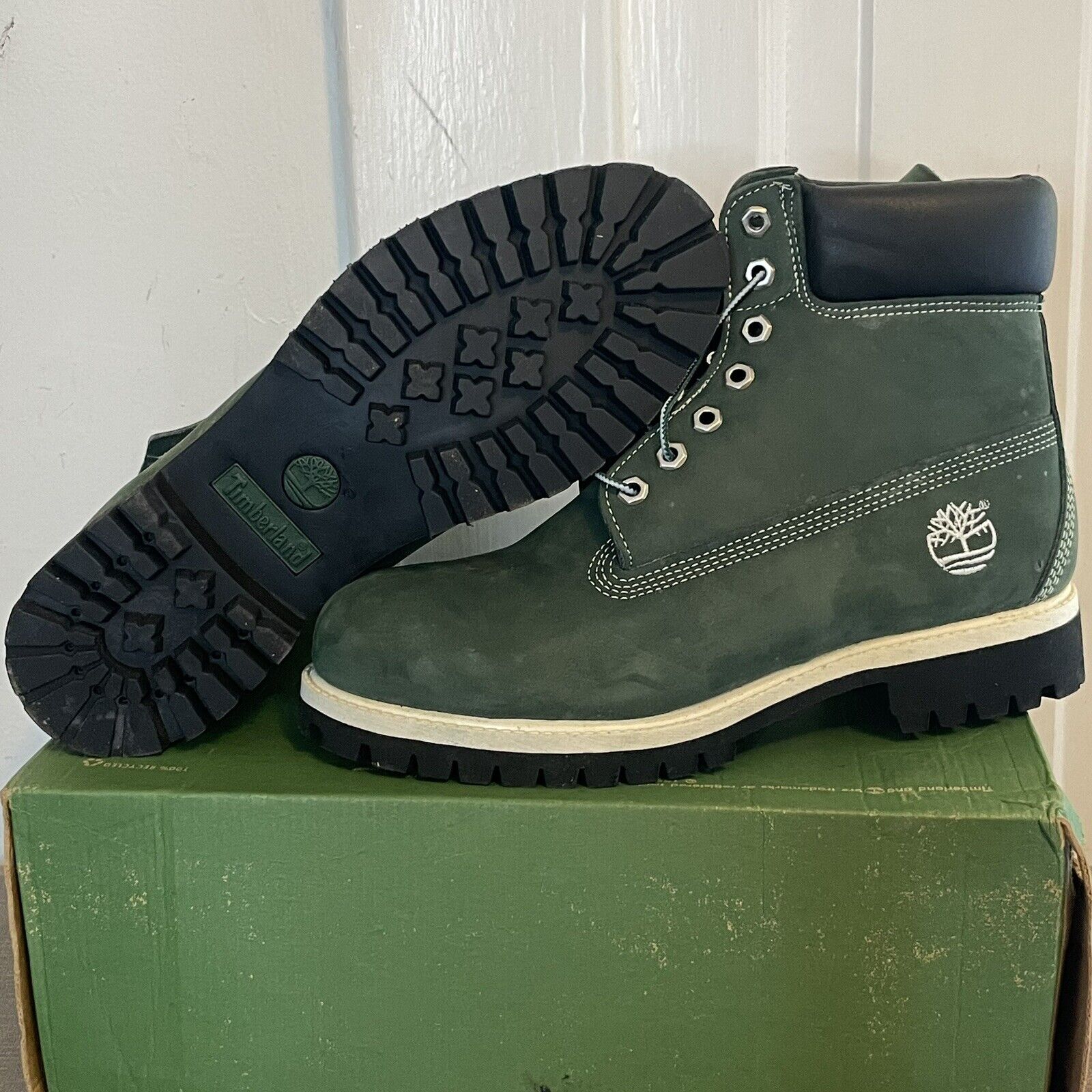 Klokje opvoeder sigaar Vintage 90s Timberland Premium 6” Green Boots USA Made Deadstock NOS Size  8.5 | eBay