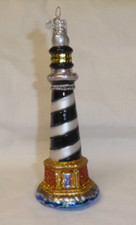 OLD WORLD CHRISTMAS GLASS LIGHTHOUSE ORNAMENT WITH BOX