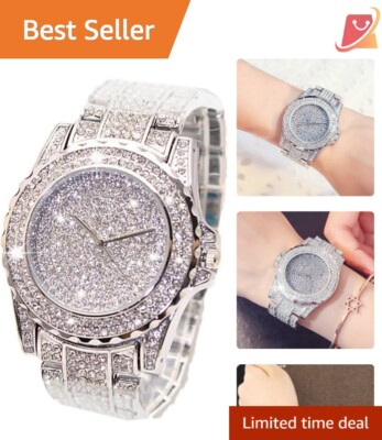 Bling Bling Women's Quartz Watch with Steel Band & Red Box - Daily Wear Delight