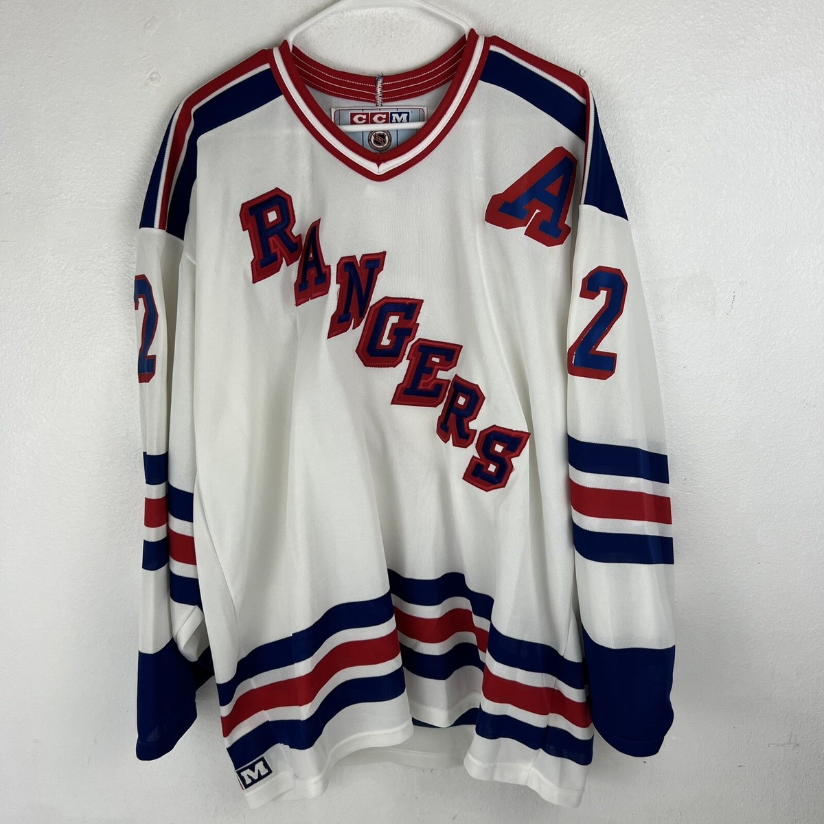Vintage 90s CCM NHL New York Rangers Brian Leetch 2 Hockey Jersey  