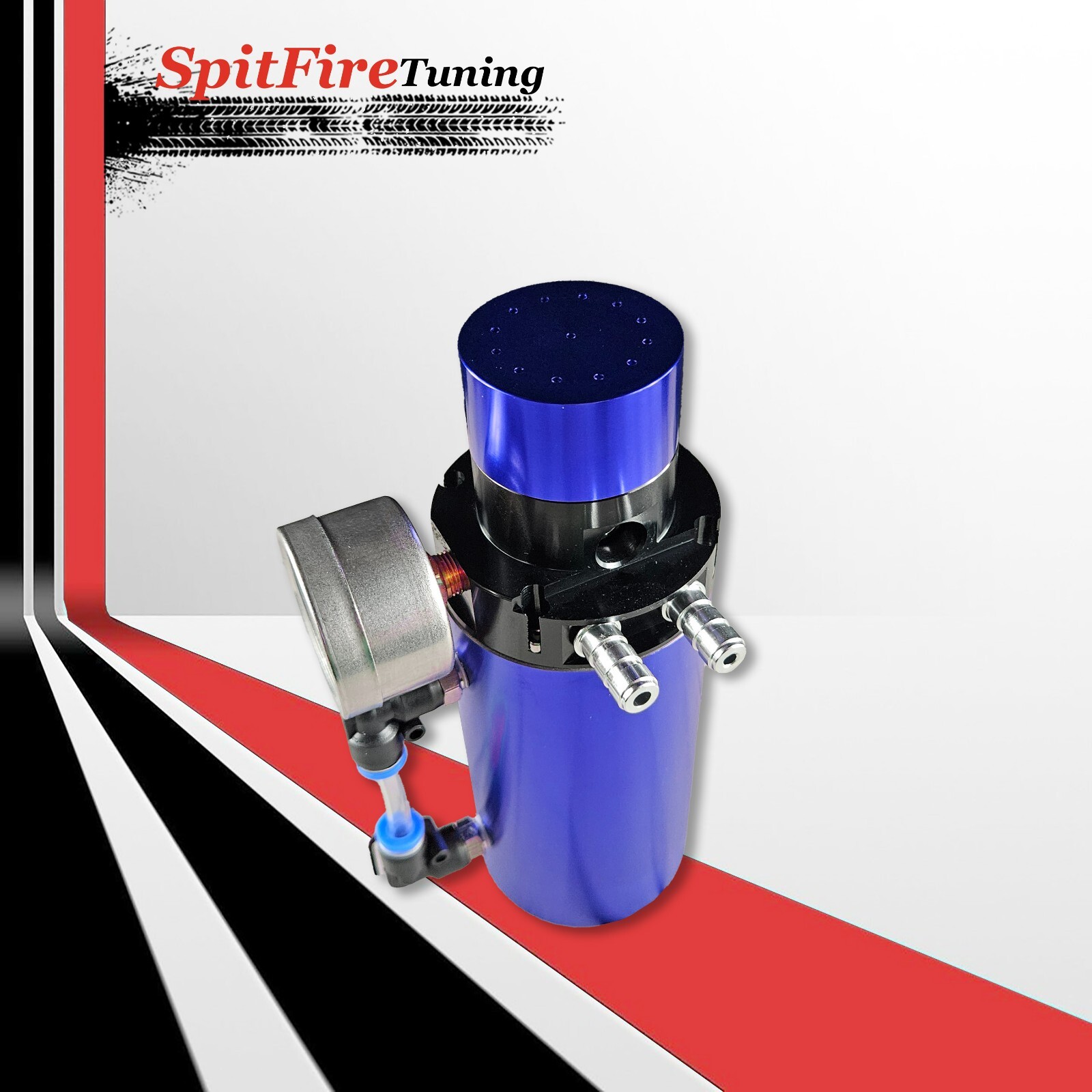 Oil Catch Can Reservoir Baffled Tank Breather Universal Blue V2.0 Fits Lotus