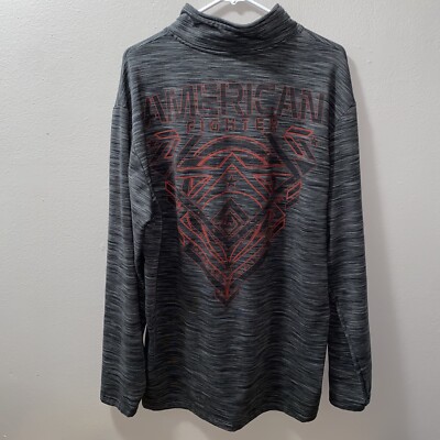 American Fighter 1/4 Zip Shirt Men's Size 2XL Gray Red Long Sleeve Pullover