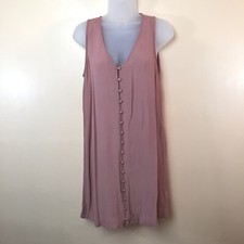 Madewell Heather Button Front Dusty Rose Pink Sleeveless V-Neck Dress Women S