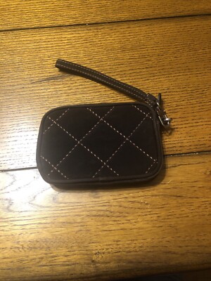 VERA BRADLEY Wristlet Quilted Brown Zip Bag 5.25 x 3.5 Inches
