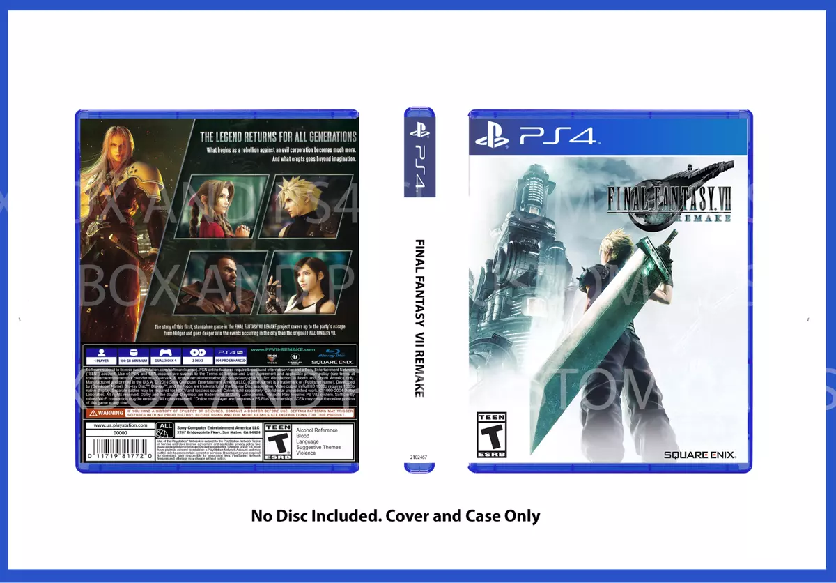 CUSTOM REPLACEMENT CASE NO DISC Final Fantasy 7 Remake PS4 SEE DESCRIPTION