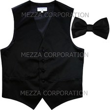 New Men's Vesuvio Napoli Tuxedo Vest Waistcoat Bowtie prom wedding party Black