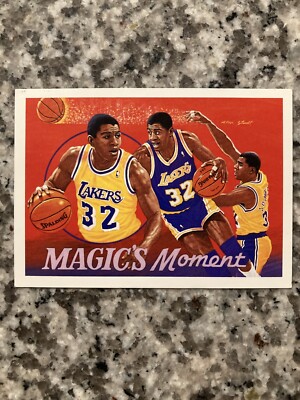 rare magic johnson cards Magic Johnson Lakers 1992 Upper Deck Magic's Moment Spanish Basketball Card  #106