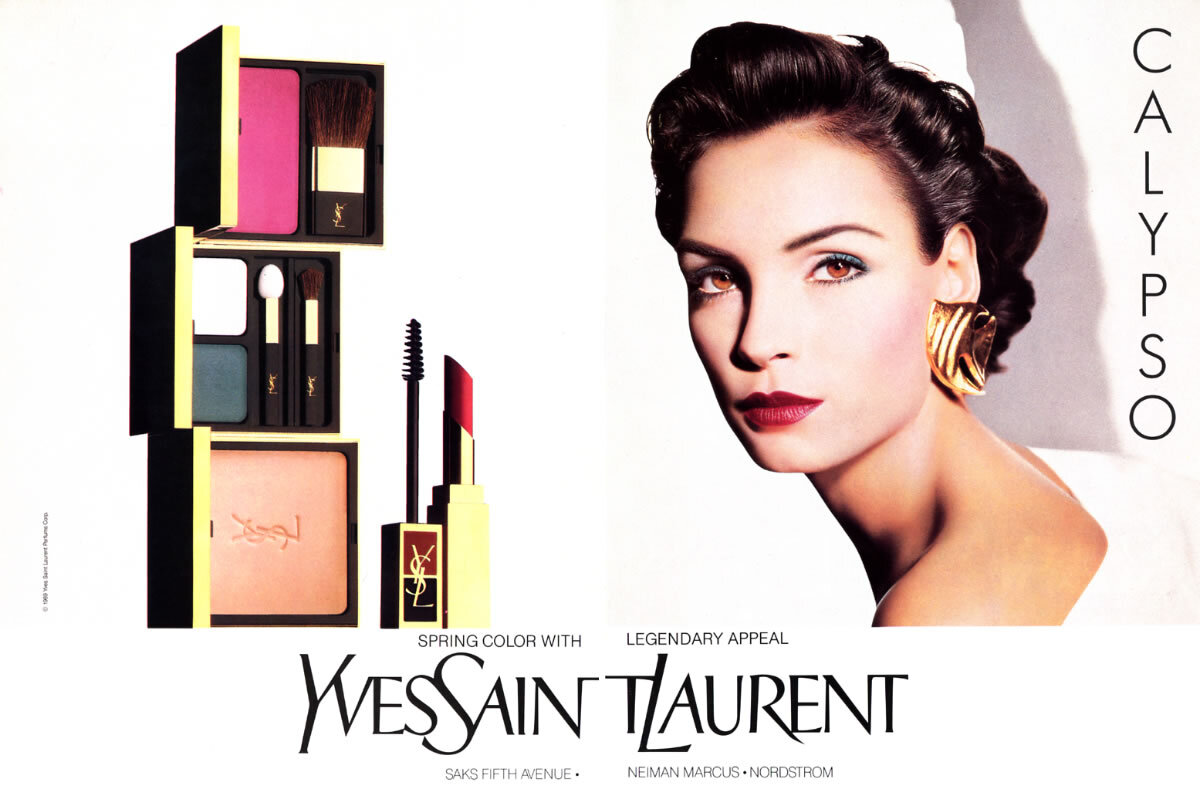 1989 YSL Yves Saint Laurent makeup Famke Janssen vintage MAGAZINE
