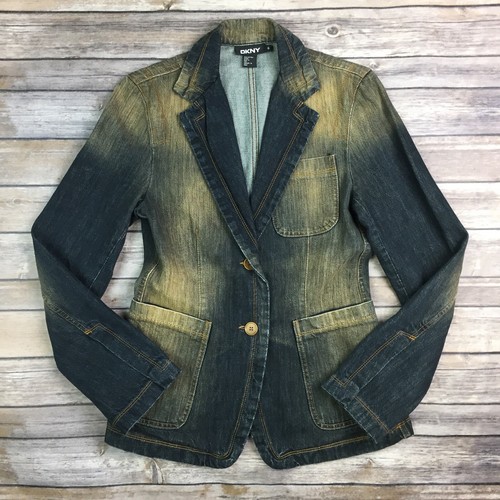 button Denim Jean Blazer Jacket | eBay