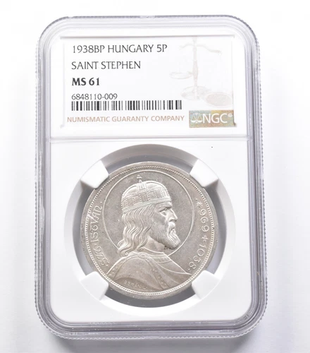 MS61 1938 BP Hungary 5 Pengo Sain Stephen NGC *5313