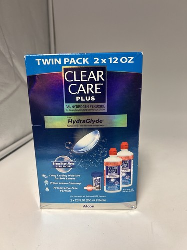2pk Clear Care Plus Contact Lens Cleaning Solution W/ HydraGlyde 12oz Twin Pack - Picture 20 of 24