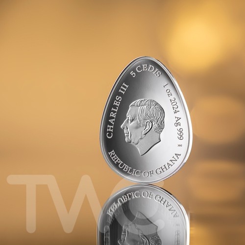 Moneda de plata Svitanok Ucraniana Pysanka 1 oz tipo prueba 5 Cedis Ghana 2024 - Imagen 2 de 6