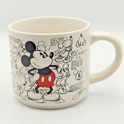 Disney Mickey Mouse Mug Silver Buffalo Ceramic 10 oz Sketch Pad Drawings Coffee