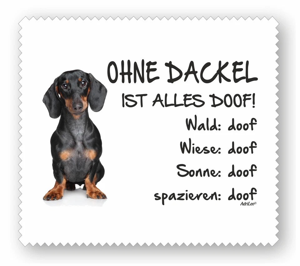 ADRILEO Brillenputztuch Kurzhaardackel "ALLES DOOF" Displaytuch Hund Geschenkidee