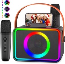 Karaoke Machine, Portable Bluetooth Karaoke Speaker with 2 Wireless Microphones