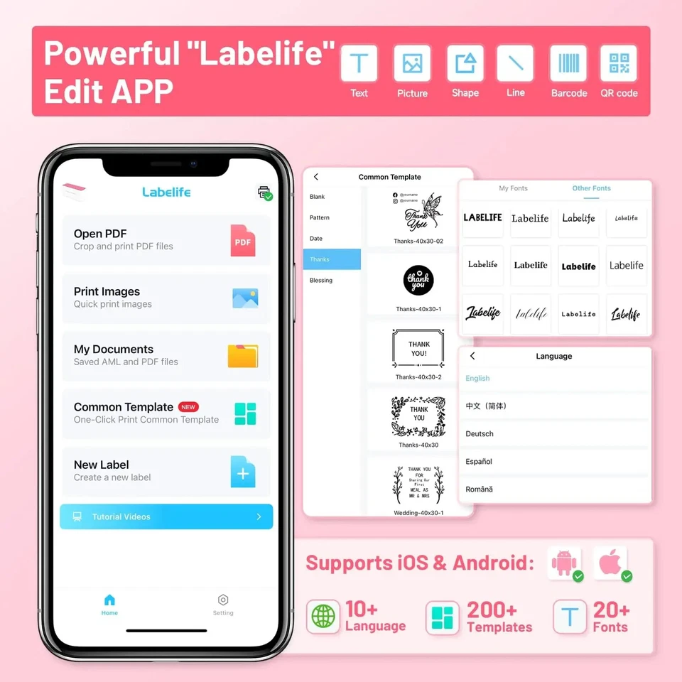 Bluetooth Thermal Label Printer Wireless Small Label Printer 4X6 With IPhone New - Image 3 of 4